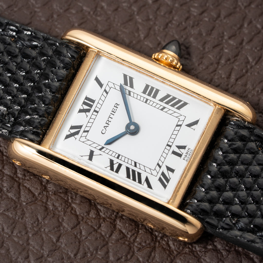 Cartier Tank Louis Paris Dial 18K Yellow Gold PM Ref 78087 from 1980s