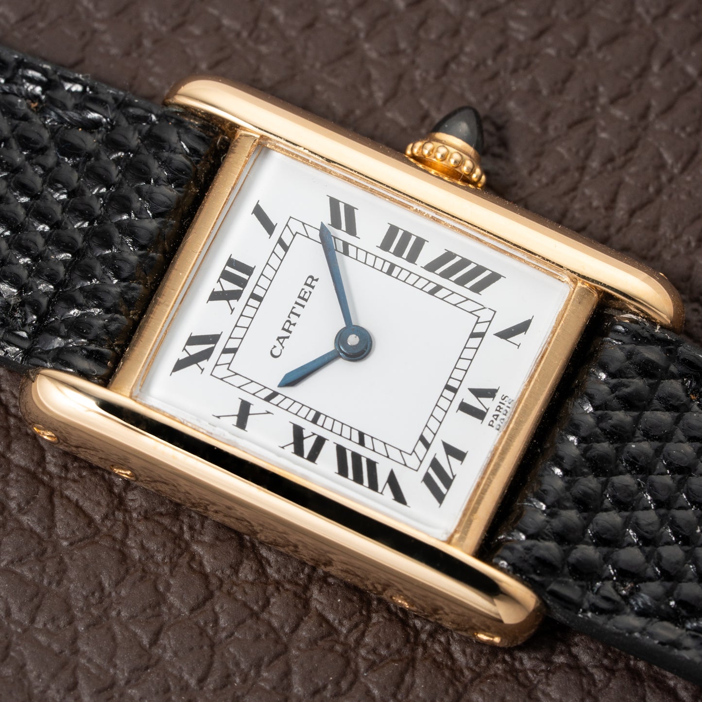 Cartier Tank Louis Paris Dial 18K Yellow Gold PM Ref 78087 from 1980s
