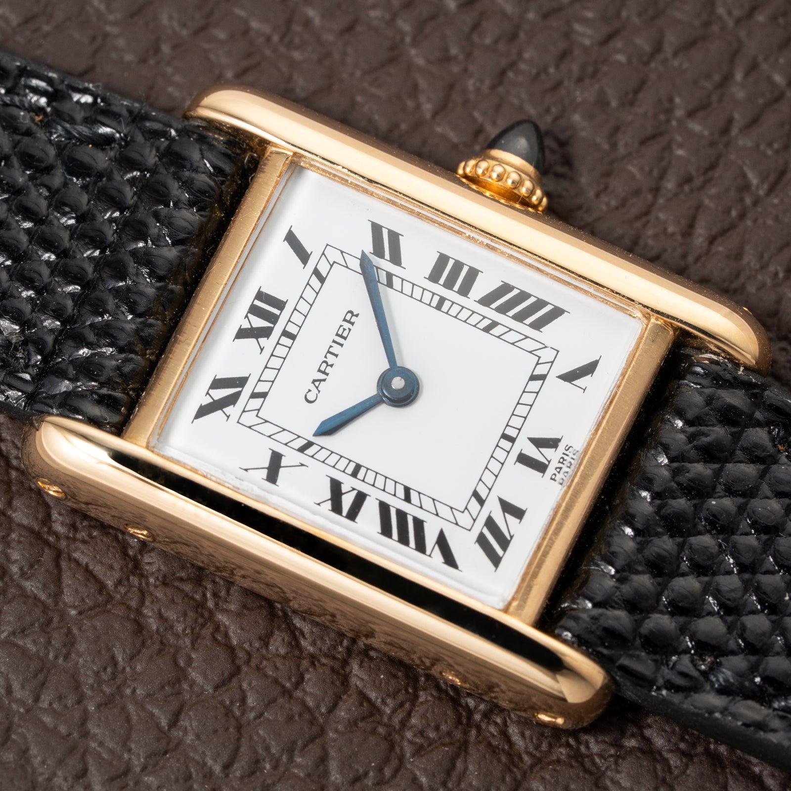 Cartier Tank Louis Paris Dial 18K Yellow Gold PM Ref 78087 from 1980s