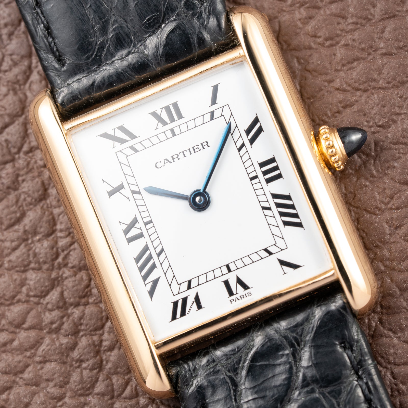 Cartier Tank Louis Paris Dial 18K Yellow Gold GM LM Ref. 78086 from 1970s