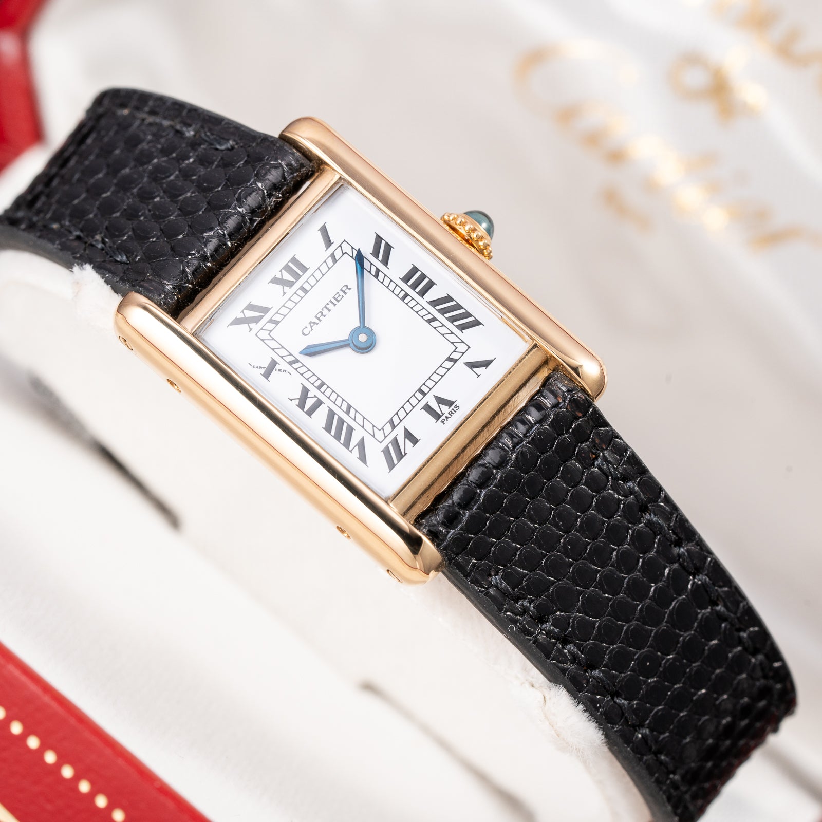 Cartier Tank Louis 'Paris' Dial 18K Yellow Gold PM Ref 78087 from 1970s