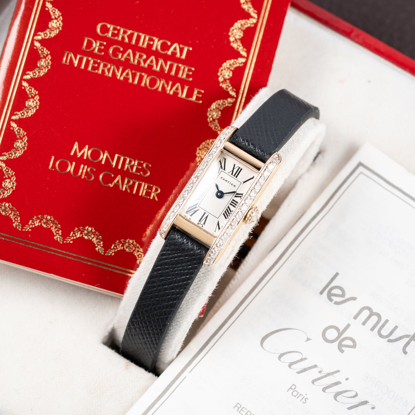 Cartier Tank Mini Allongée Factory Diamond Set Full Set 18k Yellow Gold Ref. 828004 from 1994