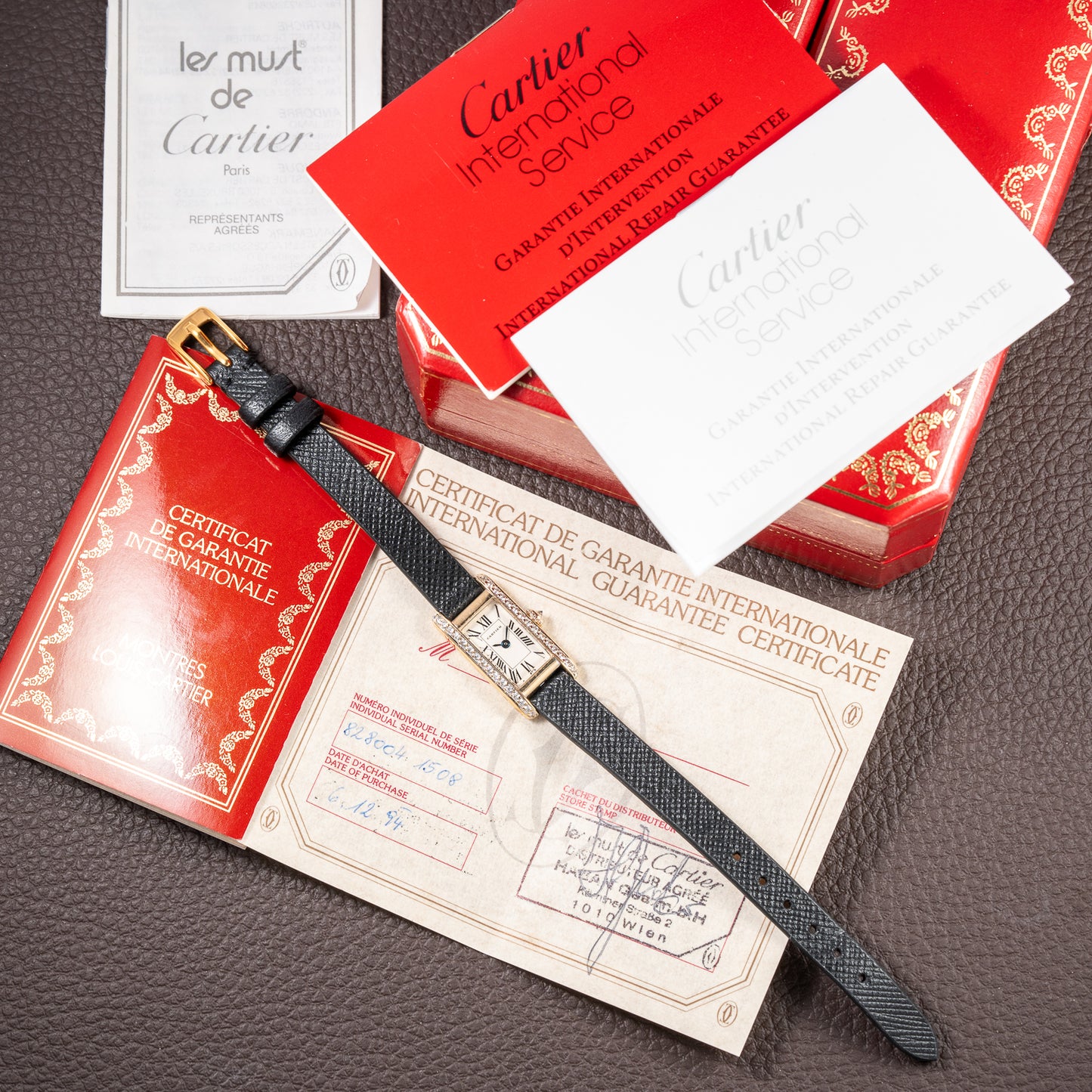 Cartier Tank Mini Allongée Factory Diamond Set Full Set 18k Yellow Gold Ref. 828004 from 1994