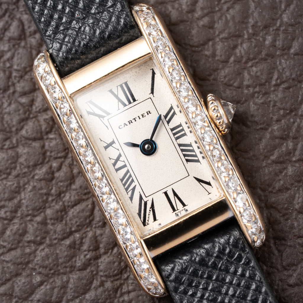 Cartier Tank Mini Allongée Factory Diamond Set Full Set 18k Yellow Gold Ref. 828004 from 1994