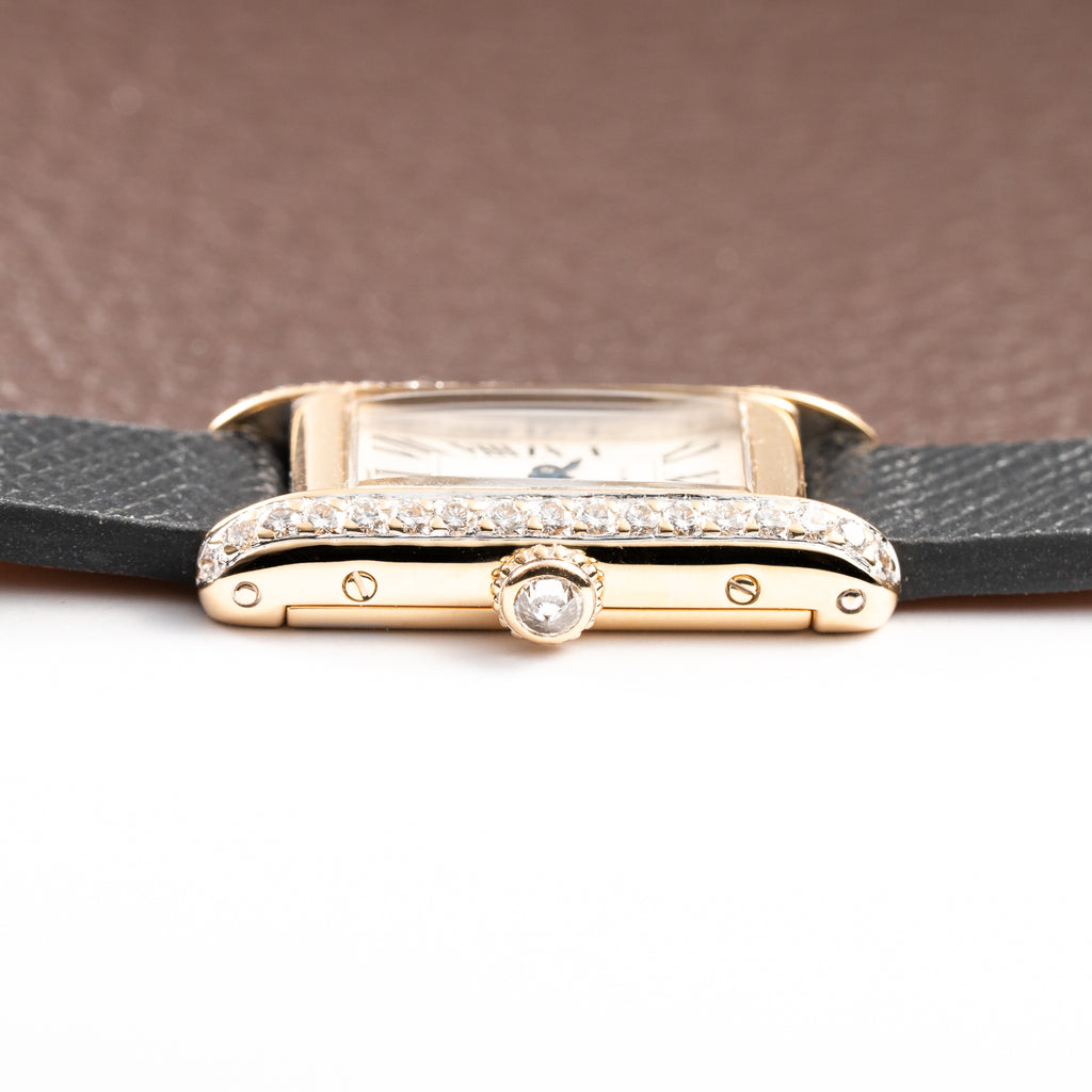 Cartier Tank Mini Allongée Factory Diamond Set Full Set 18k Yellow Gold Ref. 828004 from 1994