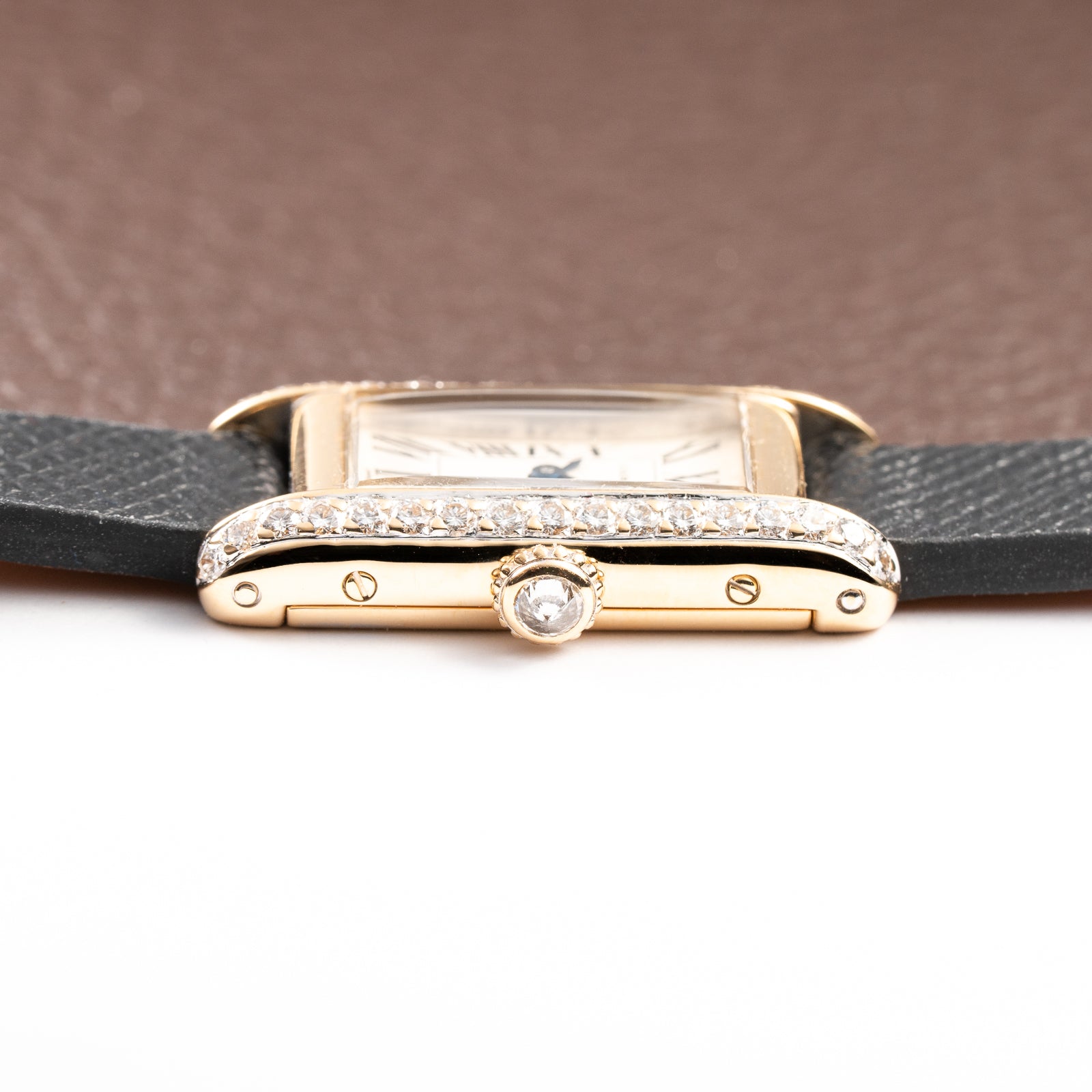 Cartier Tank Mini Allongée Factory Diamond Set Full Set 18k Yellow Gold Ref. 828004 from 1994