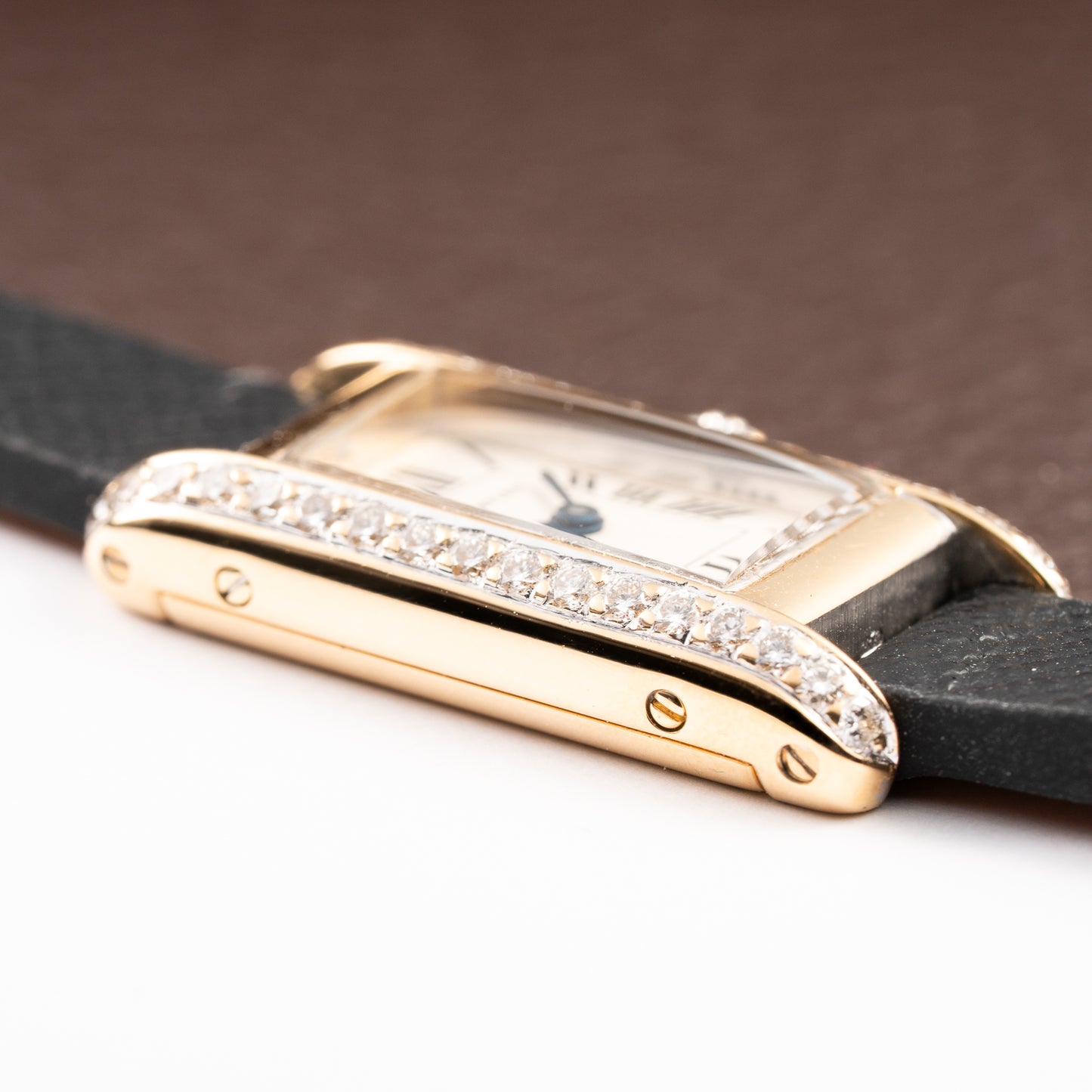 Cartier Tank Mini Allongée Factory Diamond Set Full Set 18k Yellow Gold Ref. 828004 from 1994