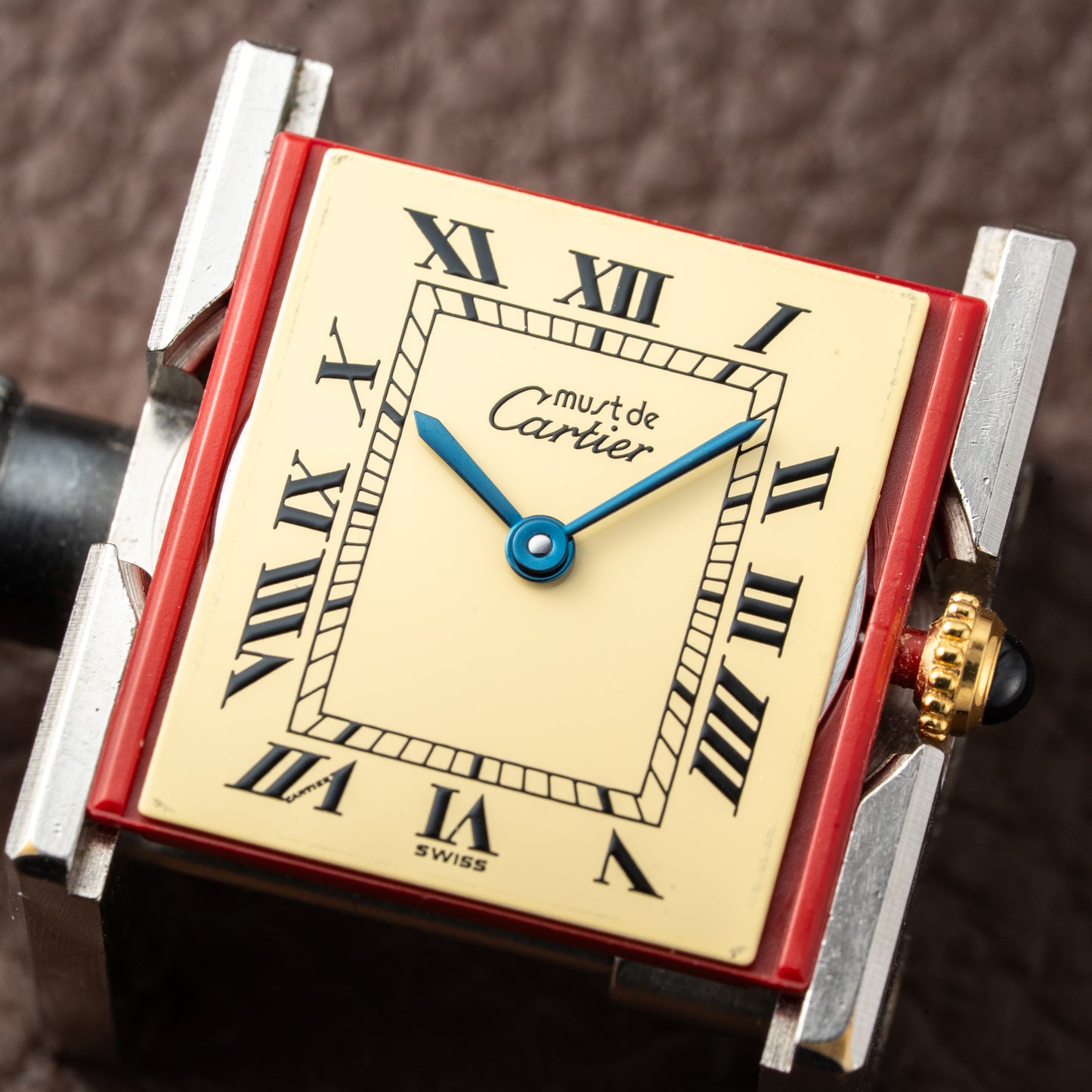 Cartier Tank Vermeil Must De Roman Lemon Dial Quartz GM Ref 1615