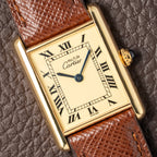 Cartier Tank Vermeil Must De Roman Lemon Dial Quartz GM Ref 1615