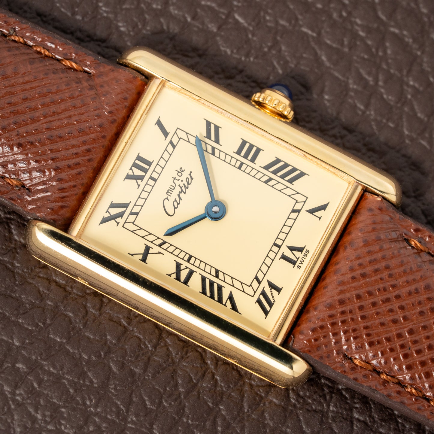 Cartier Tank Vermeil Must De Roman Lemon Dial Quartz GM Ref 1615