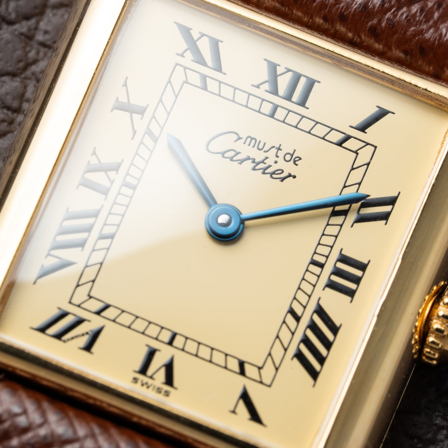 Cartier Tank Vermeil Must De Roman Lemon Dial Quartz GM Ref 1615