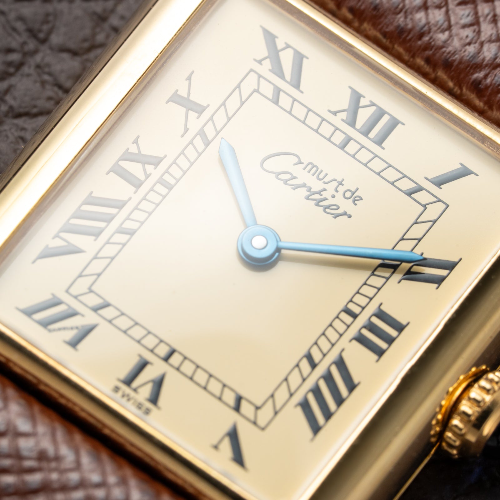 Cartier Tank Vermeil Must De Roman Lemon Dial Quartz GM Ref 1615