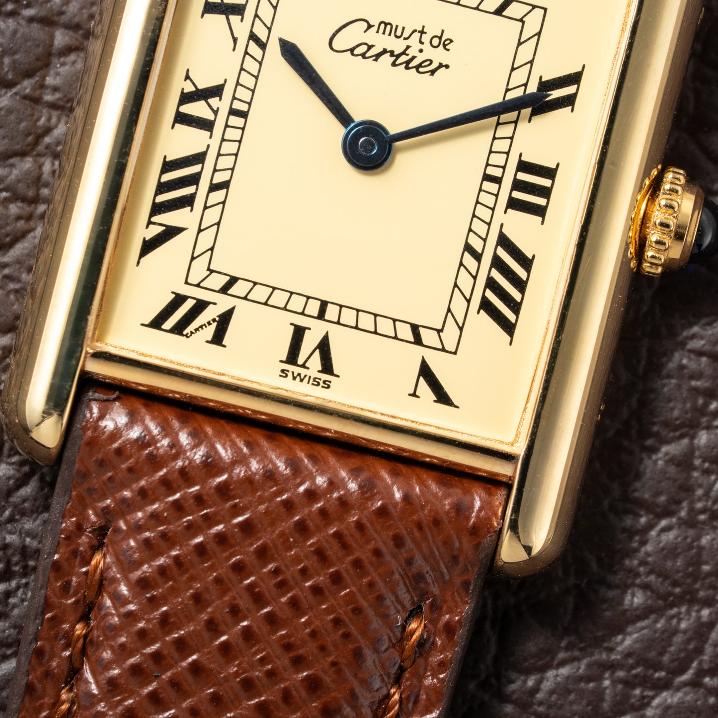 Cartier Tank Vermeil Must De Roman Lemon Dial Quartz GM Ref 1615