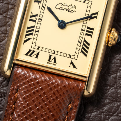 Cartier Tank Vermeil Must De Roman Lemon Dial Quartz GM Ref 1615