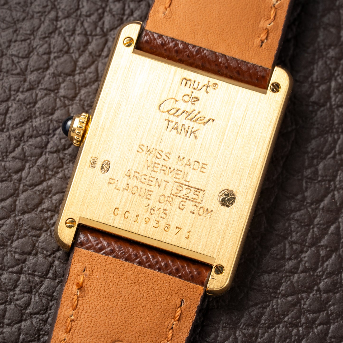 Cartier Tank Vermeil Must De Roman Lemon Dial Quartz GM Ref 1615