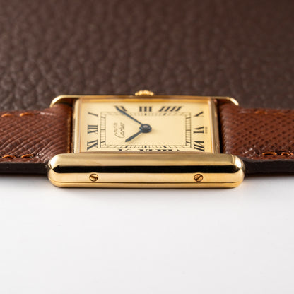 Cartier Tank Vermeil Must De Roman Lemon Dial Quartz GM Ref 1615