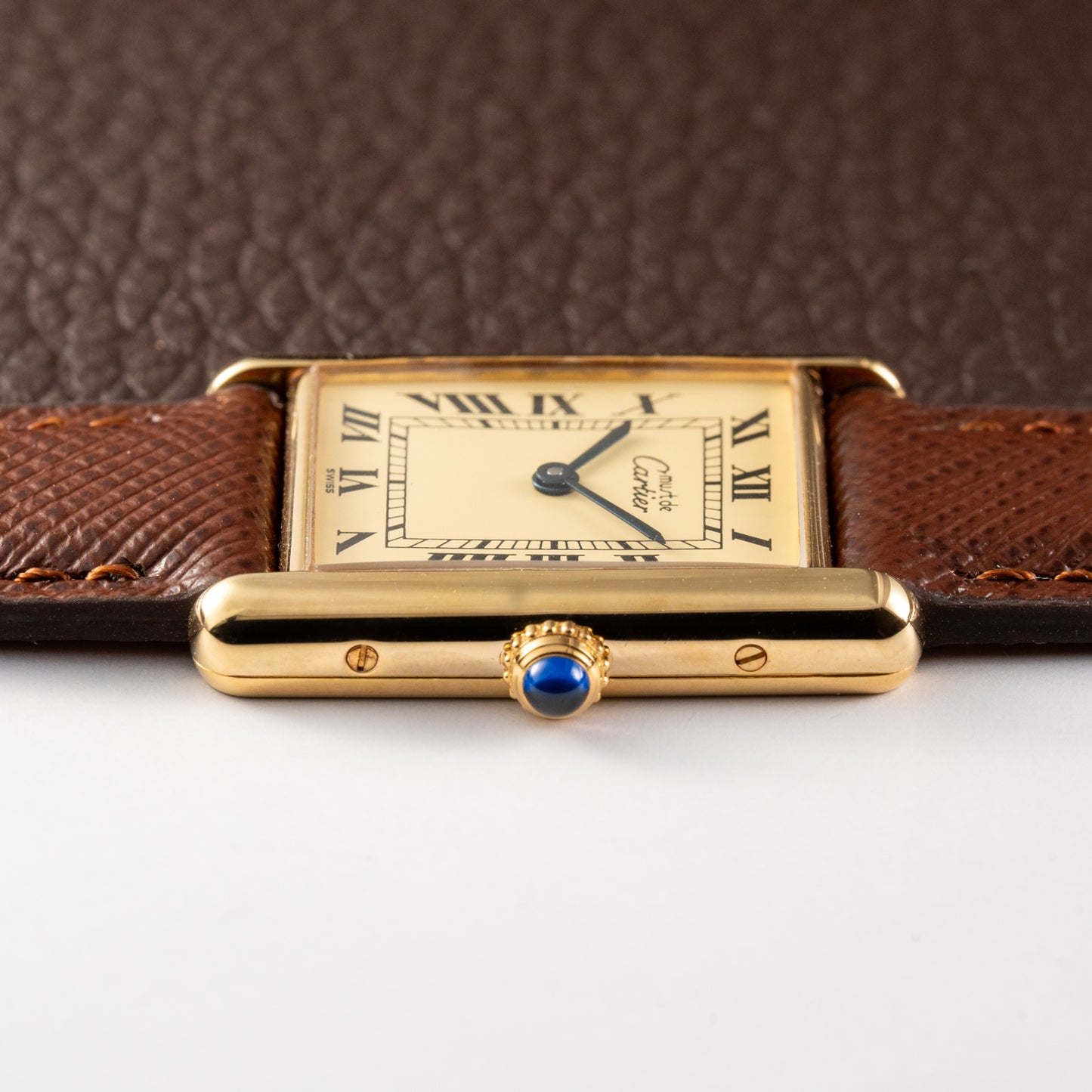 Cartier Tank Vermeil Must De Roman Lemon Dial Quartz GM Ref 1615