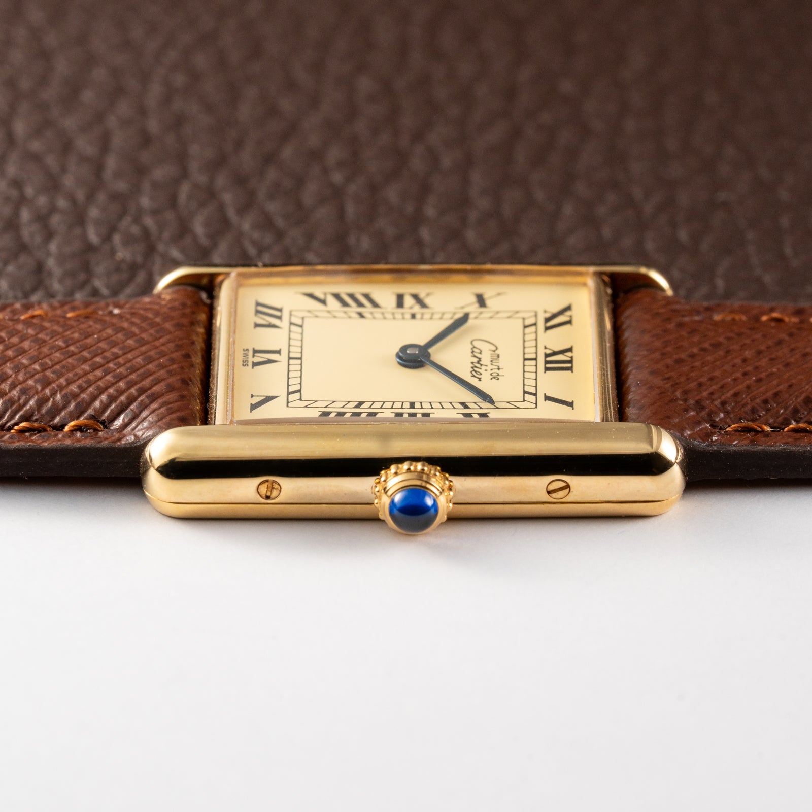 Cartier Tank Vermeil Must De Roman Lemon Dial Quartz GM Ref 1615