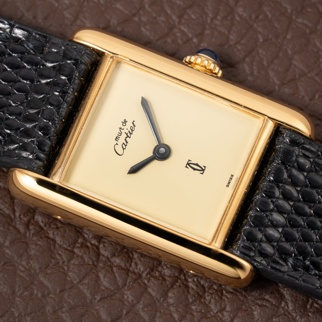 Cartier Tank Must de Lemon Dial Vermeil PM SM from 1980s
