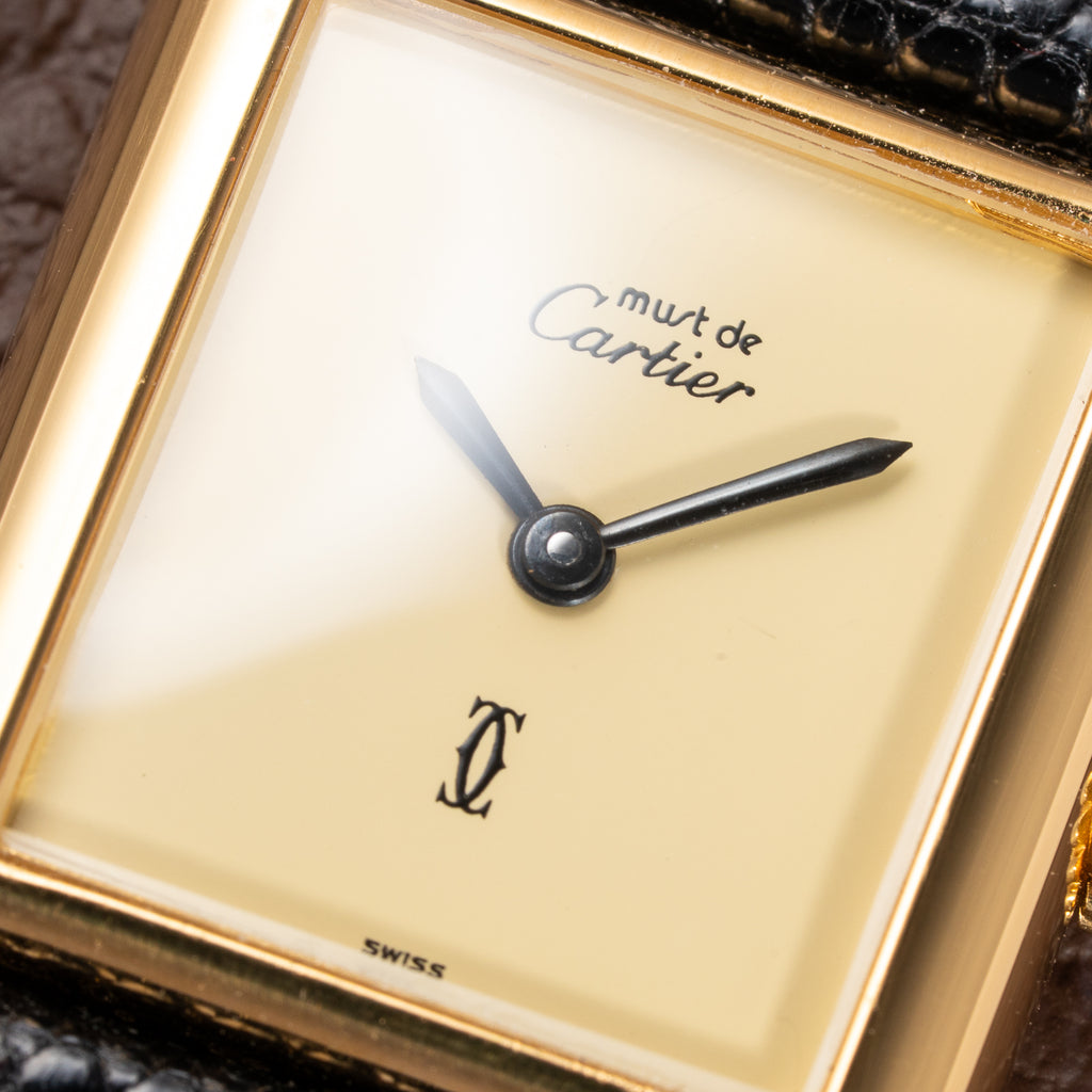 Cartier Tank Must de Lemon Dial Vermeil PM SM from 1980s