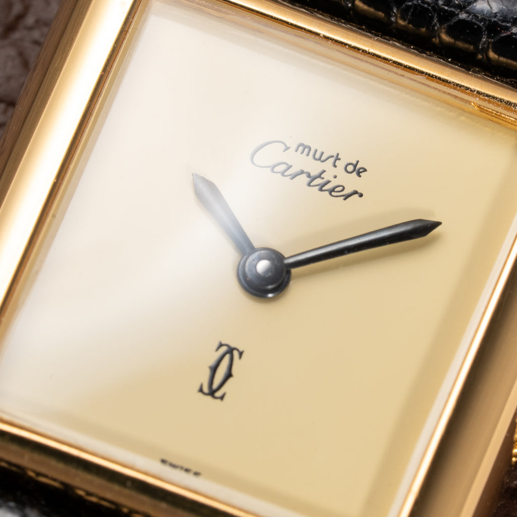 Cartier Tank Must de Lemon Dial Vermeil PM SM from 1980s