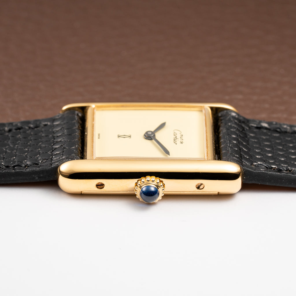 Cartier Tank Must de Lemon Dial Vermeil PM SM from 1980s
