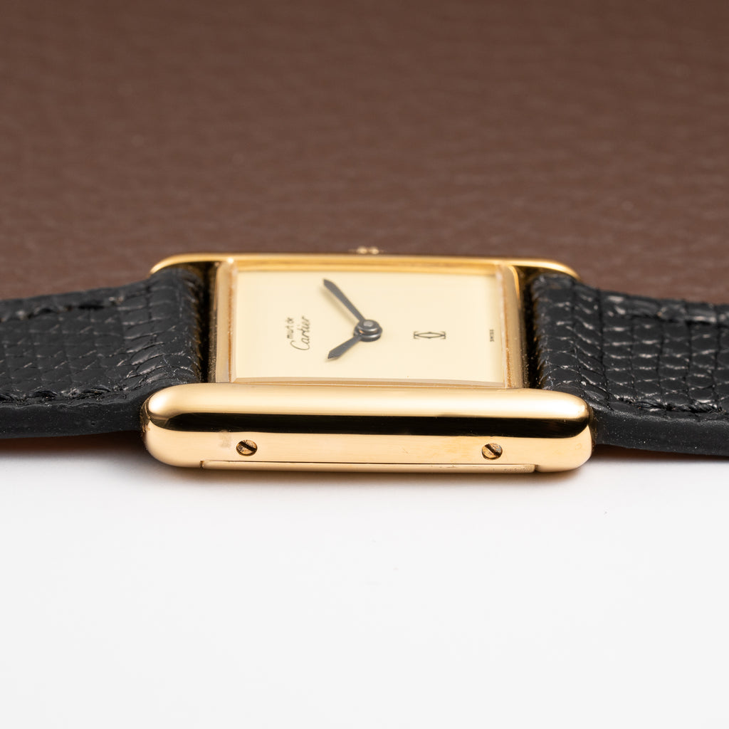Cartier Tank Must de Lemon Dial Vermeil PM SM from 1980s