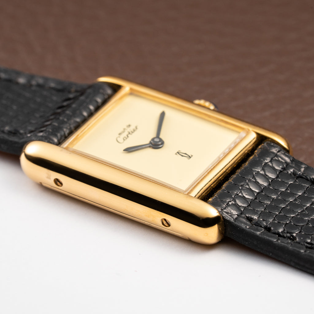 Cartier Tank Must de Lemon Dial Vermeil PM SM from 1980s