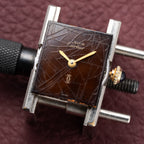 Cartier Tank Must de Vermeil ‘Turtle Shell’ Brown Wood Spider Dial PM from 1980s