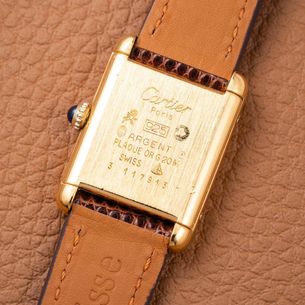 Cartier Tank Must de Vermeil ‘Turtle Shell’ Brown Wood Spider Dial PM from 1980s