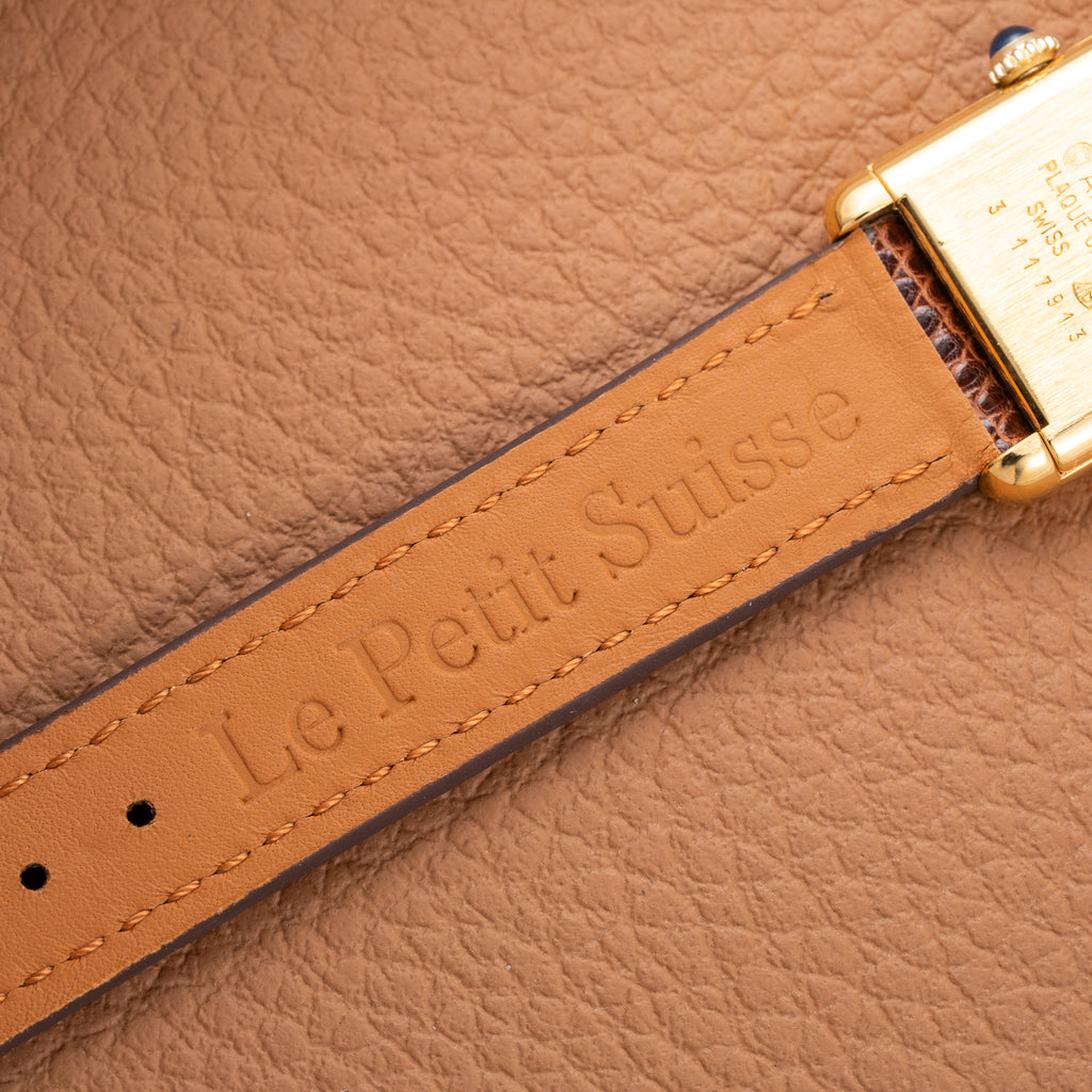 Cartier Tank Must de Vermeil ‘Turtle Shell’ Brown Wood Spider Dial PM from 1980s