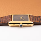 Cartier Tank Must de Vermeil ‘Turtle Shell’ Brown Wood Spider Dial PM from 1980s