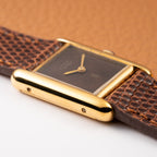 Cartier Tank Must de Vermeil ‘Turtle Shell’ Brown Wood Spider Dial PM from 1980s