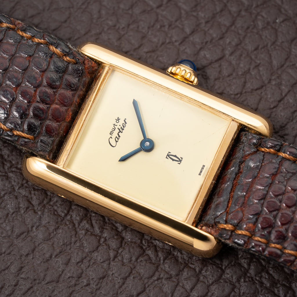 Cartier Tank Must de Lemon Dial Vermeil PM SM from 1980s