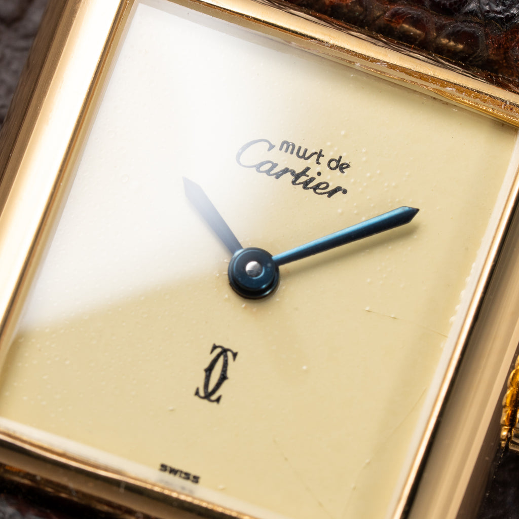 Cartier Tank Must de Lemon Dial Vermeil PM SM from 1980s