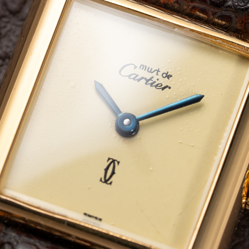 Cartier Tank Must de Lemon Dial Vermeil PM SM from 1980s