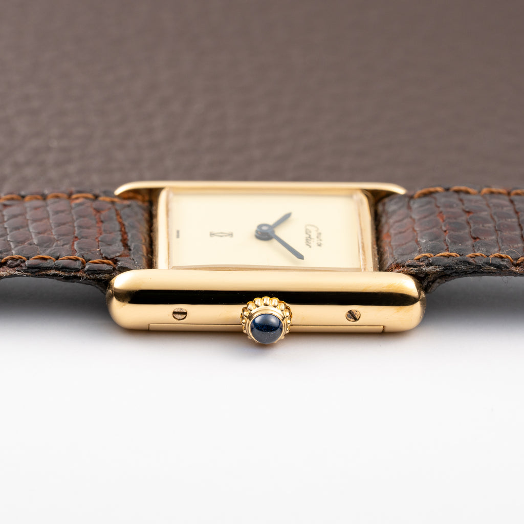 Cartier Tank Must de Lemon Dial Vermeil PM SM from 1980s
