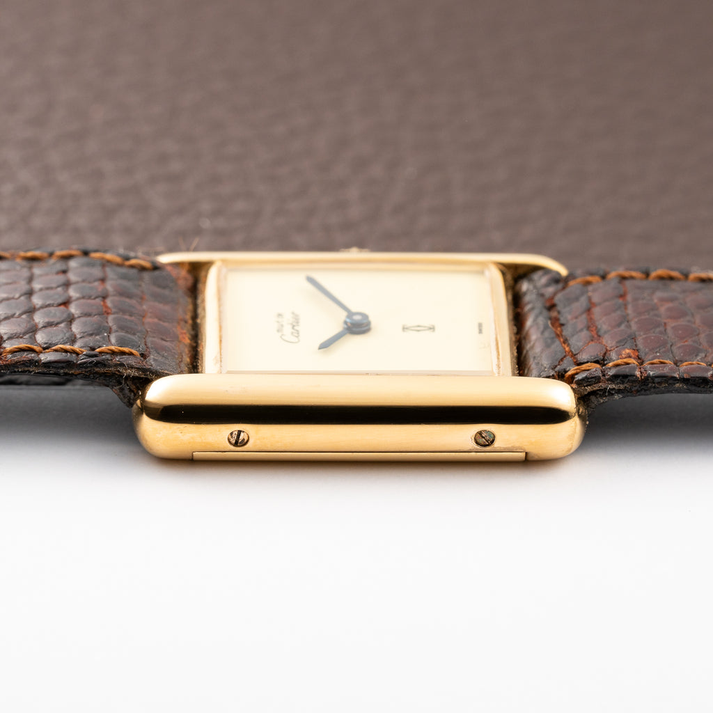 Cartier Tank Must de Lemon Dial Vermeil PM SM from 1980s