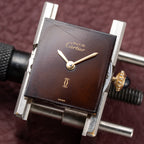 Cartier Tank Must de Vermeil ‘Turtle Shell’ Brown Wood Dial PM from 1980s