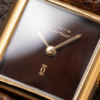 Cartier Tank Must de Vermeil ‘Turtle Shell’ Brown Wood Dial PM from 1980s