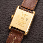 Cartier Tank Must de Vermeil ‘Turtle Shell’ Brown Wood Dial PM from 1980s