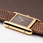 Cartier Tank Must de Vermeil ‘Turtle Shell’ Brown Wood Dial PM from 1980s