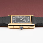 Cartier Tank Must de Black Roman Dial Vermeil GM from 1980s