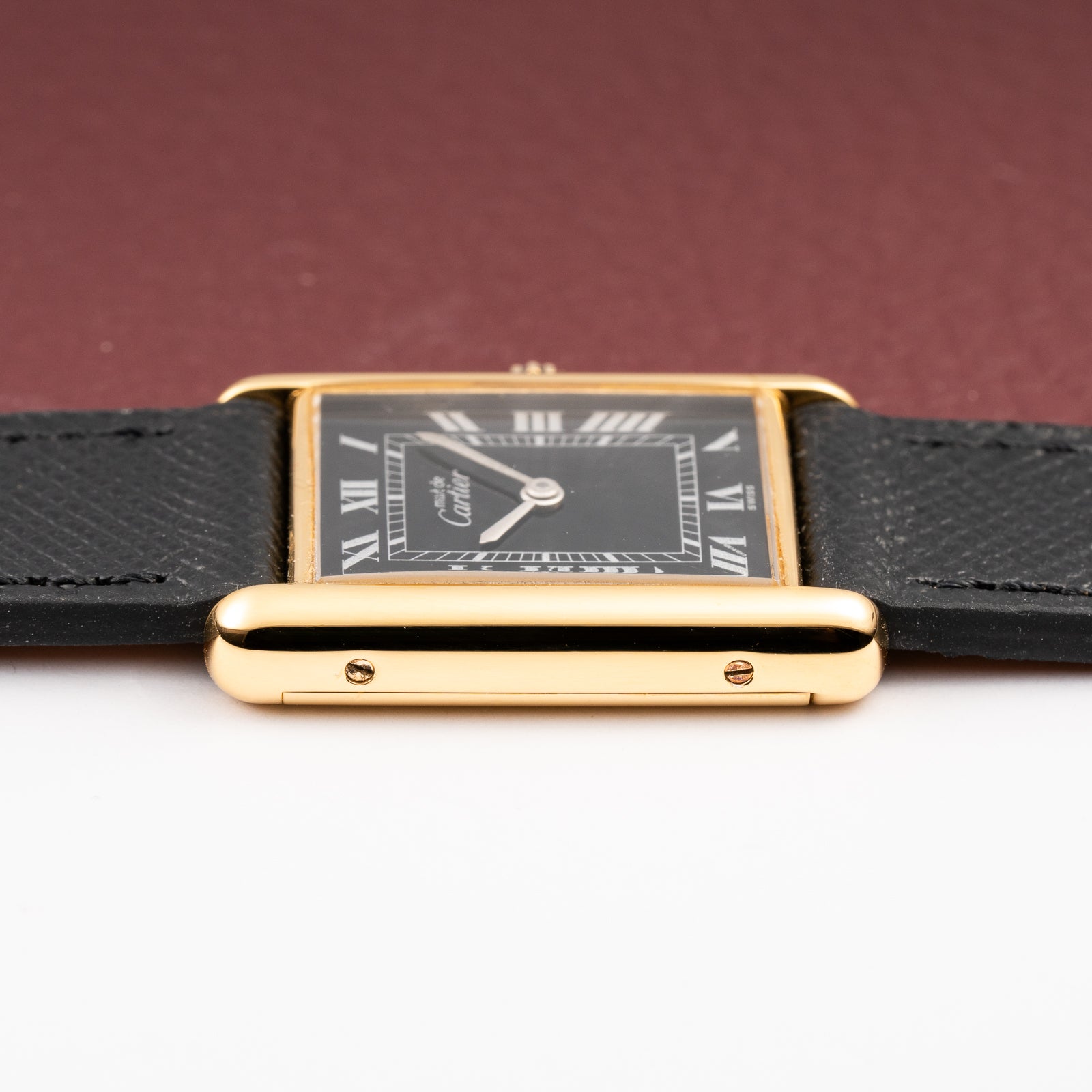 Cartier Tank Must de Black Roman Dial Vermeil GM from 1980s