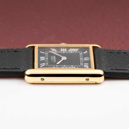 Cartier Tank Must de Black Roman Dial Vermeil GM from 1980s
