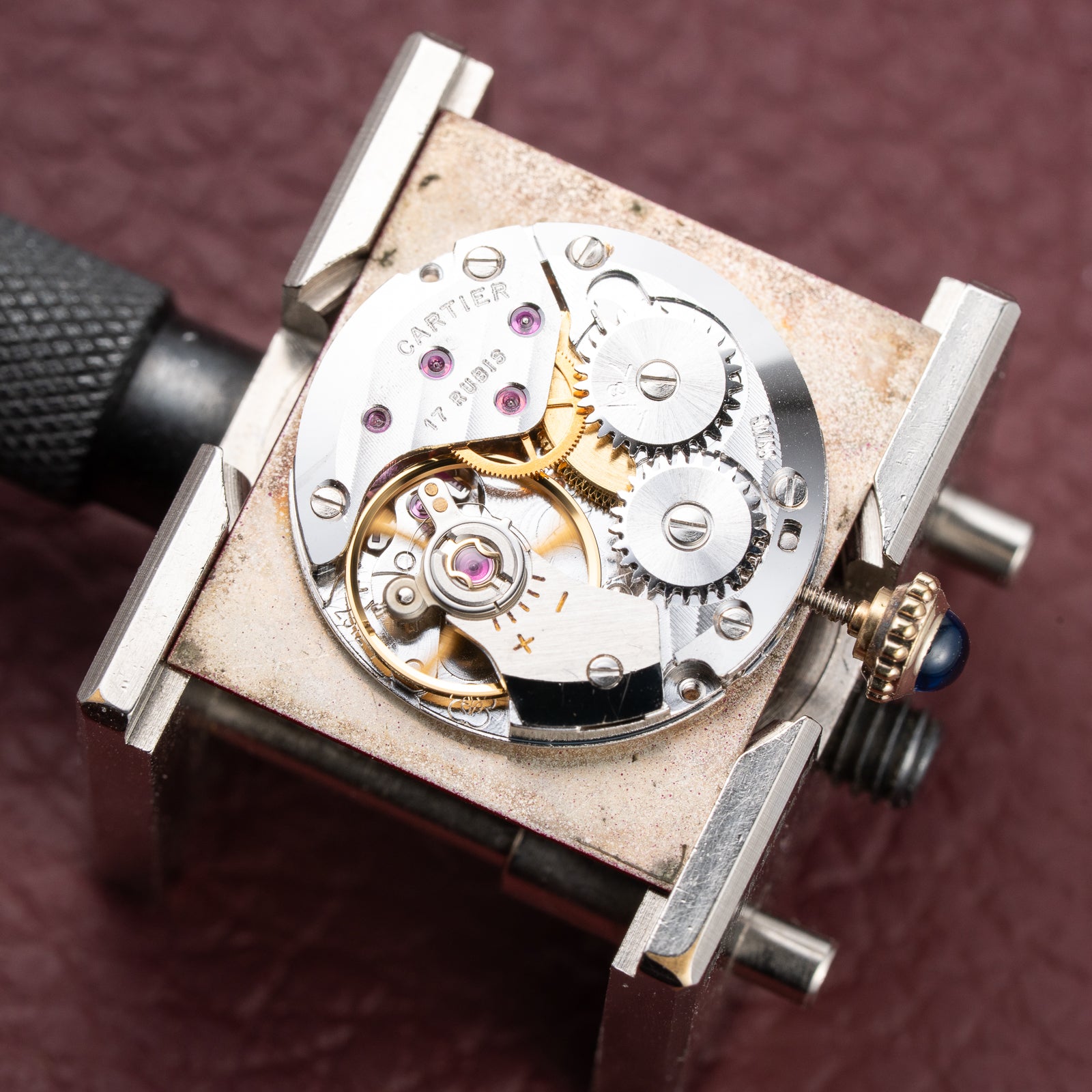 Cartier Tank Must de Vermeil Burgundy Red Dial GM from 1980s