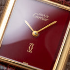 Cartier Tank Must de Vermeil Burgundy Red Dial GM from 1980s