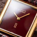 Cartier Tank Must de Vermeil Burgundy Red Dial GM from 1980s