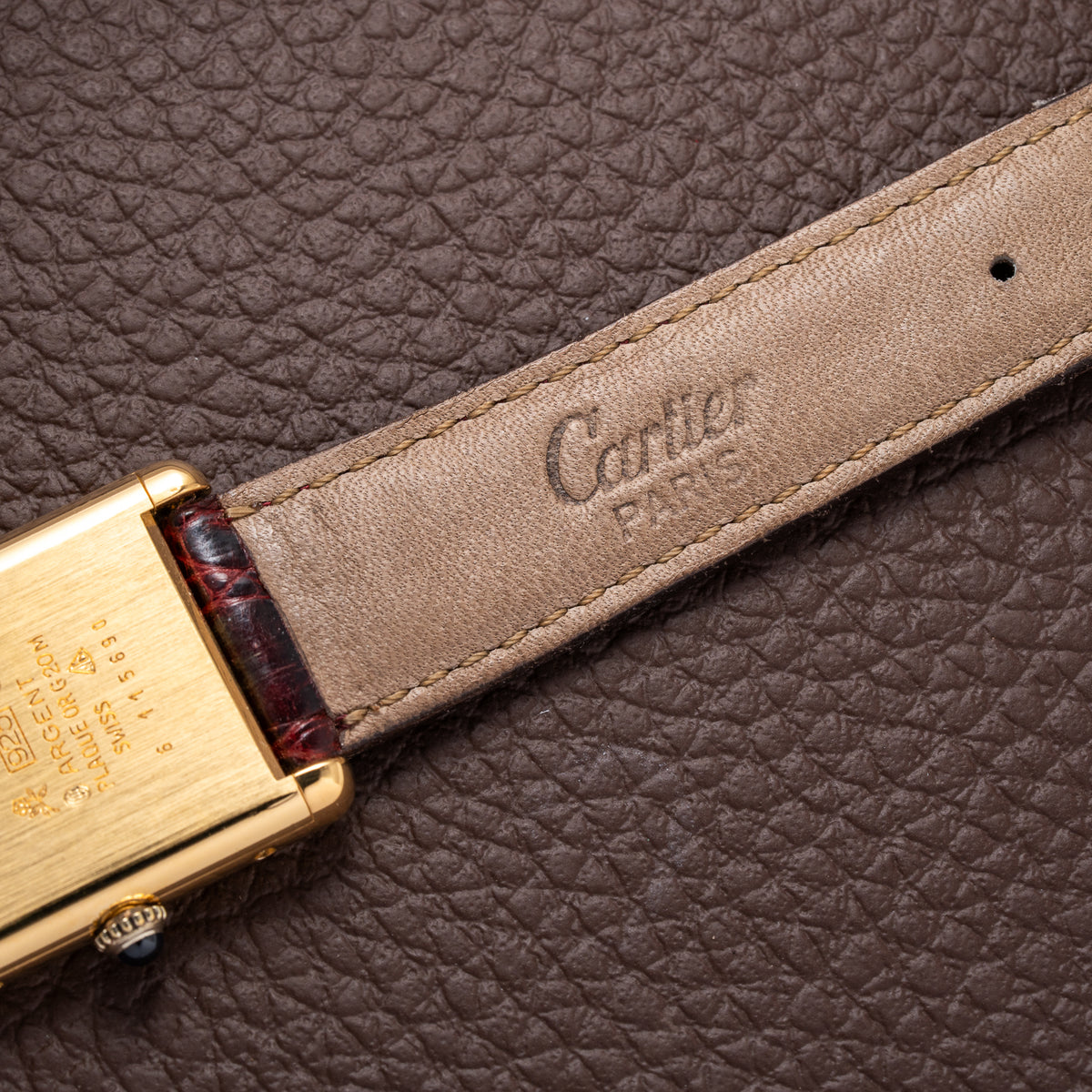 Cartier Tank Must de Vermeil Burgundy Red Dial GM from 1980s