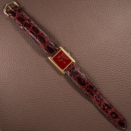 Cartier Tank Must de Vermeil Burgundy Red Dial GM from 1980s